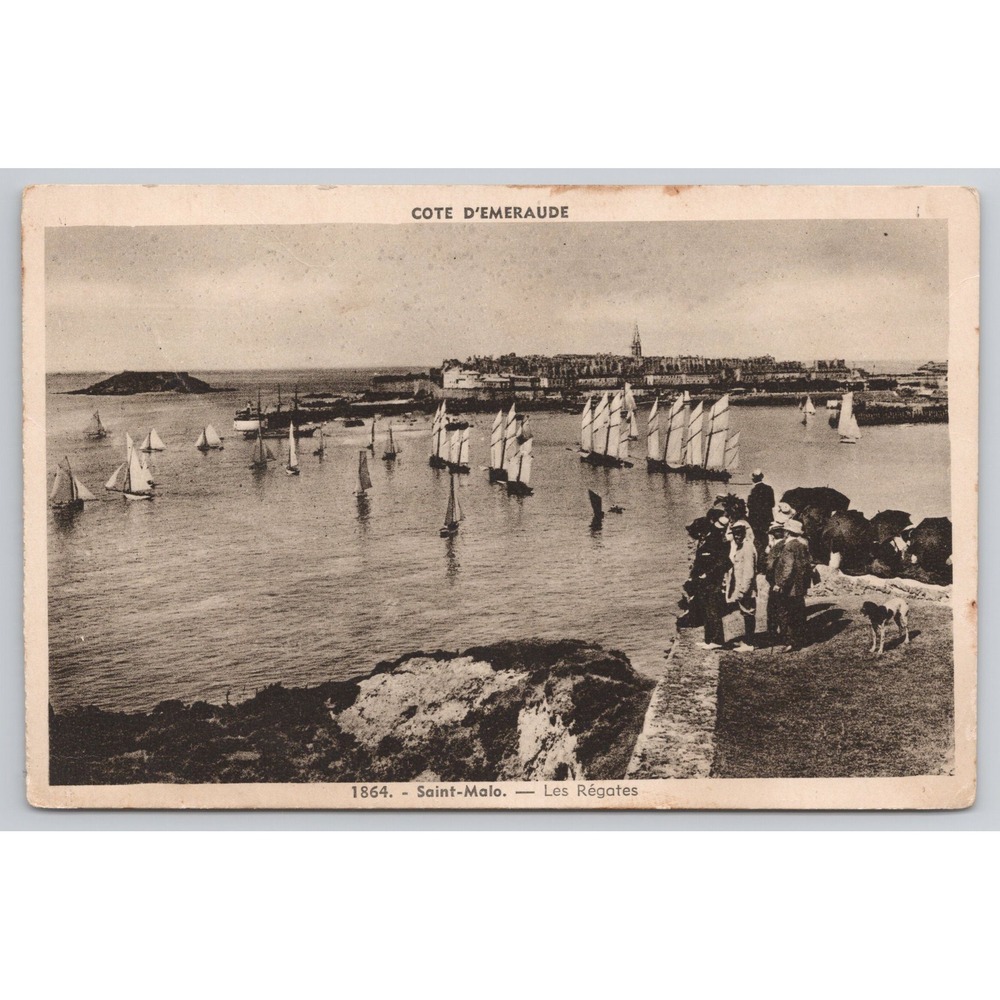 Vintage Postcard Cote dEmeraude Saint Malo Les Regates